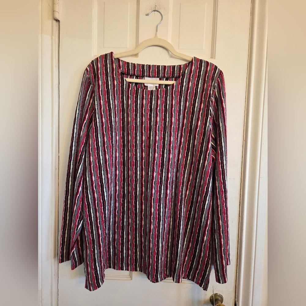BonWorth Multicolor Striped Blouse - Red, Black, White